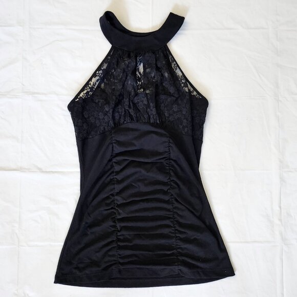 Mandee Black Halter with Sheer Lace Top, Med - Picture 1 of 6